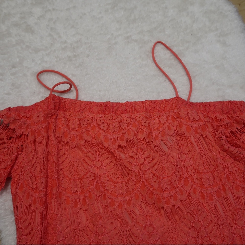 Topshop Coral Lace Dress